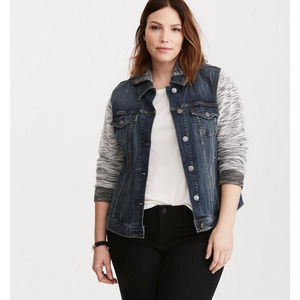 TORRID Plus Size Denim French Terry Jacket, Size 3 3XL 3XXX